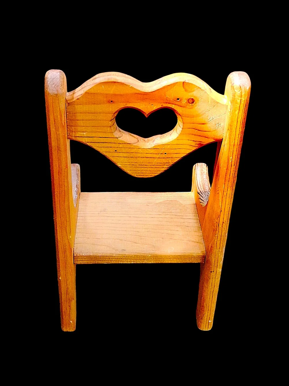 Wooden Heart Back Accent Chair - Natural Brown
